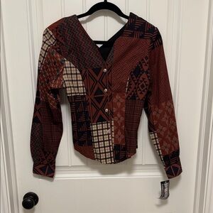 Geometric Patchwork Button Down Shirt